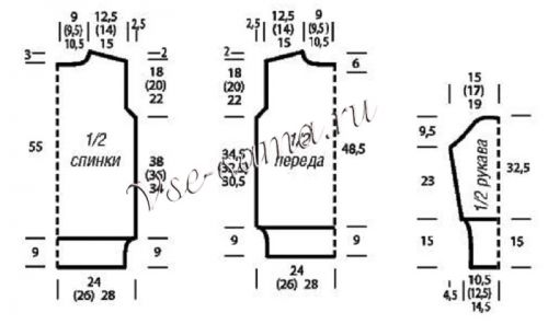 Выкройка для вязания пуловера Выкройка для вязания пуловера