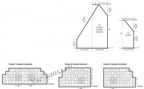 Сетчатый жакет спицами, схема Сетчатый жакет спицами, схема
