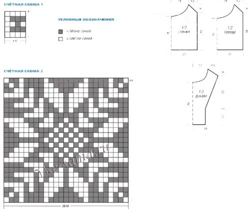 Схемы и выкройка для вязания свитра Схемы и выкройка для вязания свитра