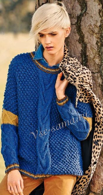 Узорчатый пуловер свободного покроя, фото Узорчатый пуловер свободного покроя, фото