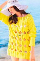 Желтый пуловер с узором из кос Желтый пуловер с узором из кос