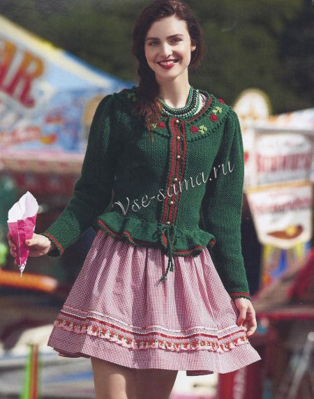 Зелёный жакет с вышивкой, фото Зелёный жакет с вышивкой, фото