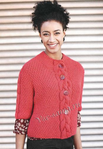 Жакет с планками из кос, фото Жакет с планками из кос, фото