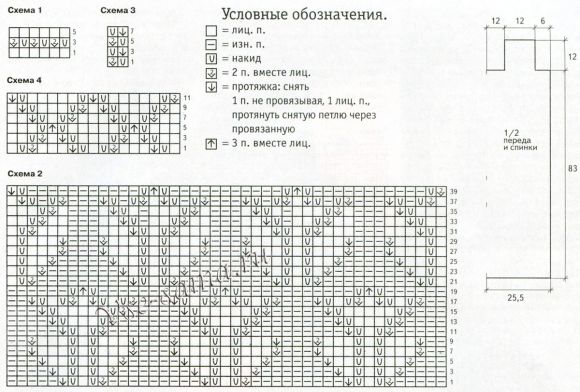 Женская туника спицами, схема Женская туника спицами, схема