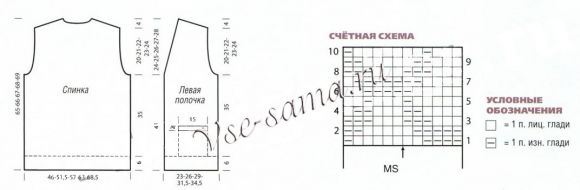 Жилет спицами на пуговицах, схема