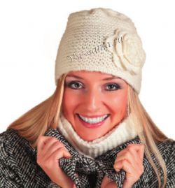 Белая шапочка с цветком, фото Белая шапочка с цветком, фото