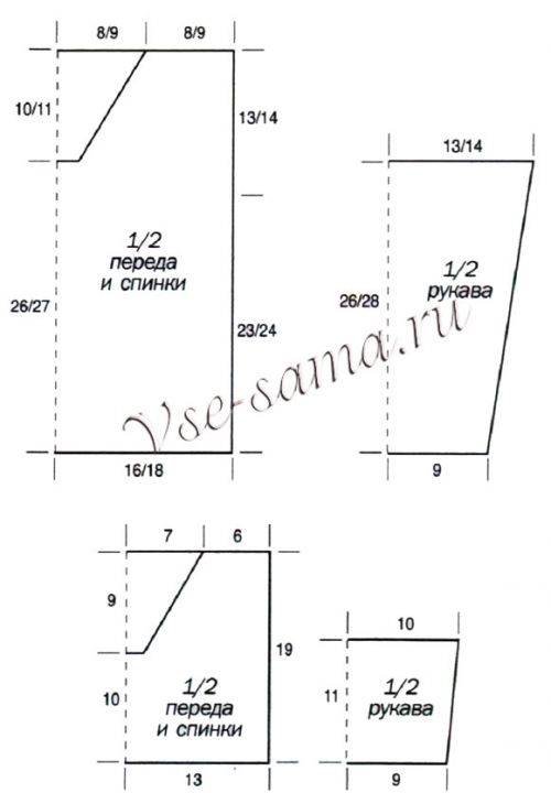 Выкройки для вязания пуловеров Выкройки для вязания пуловеров