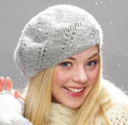 Берет с диагональным узором, фото Берет с диагональным узором, фото