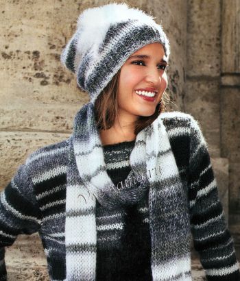 Черно-белый комплект - шапка и шарф, фото Черно-белый комплект - шапка и шарф, фото