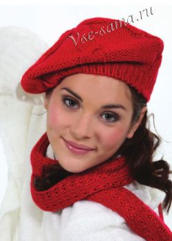 Красный берет с косами, фото Красный берет с косами, фото