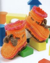 Пинетки спицами - Яркие апельсины Пинетки спицами - Яркие апельсины