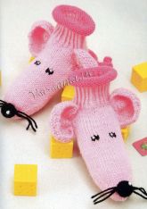 Пинетки спицами - мышки Пинетки спицами - мышки