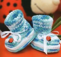 Пинетки спицами - синее и белое Пинетки спицами - синее и белое