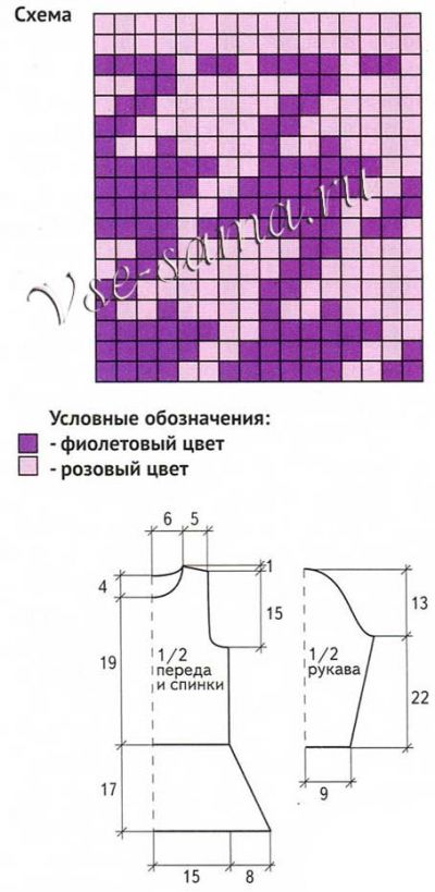 Платье с жаккардовым узором, схема Платье с жаккардовым узором, схема