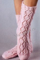 Розовые ажурные носки спицами Розовые ажурные носки спицами