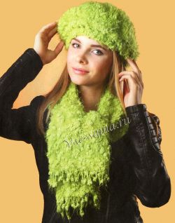 Салатовый берет и шарф, фото Салатовый берет и шарф, фото