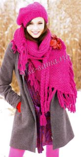 Шаль и берет цвета фуксии Шаль и берет цвета фуксии