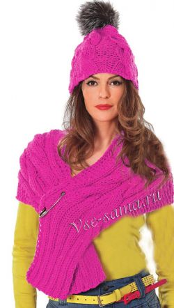 Шапка и шаль спицами, фото Шапка и шаль спицами, фото