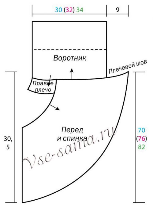 Выкройка для вязания шарфа-хомута Выкройка для вязания шарфа-хомута