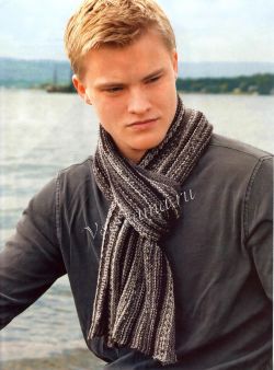 Шарф спицами с продольными полосами Шарф спицами с продольными полосами