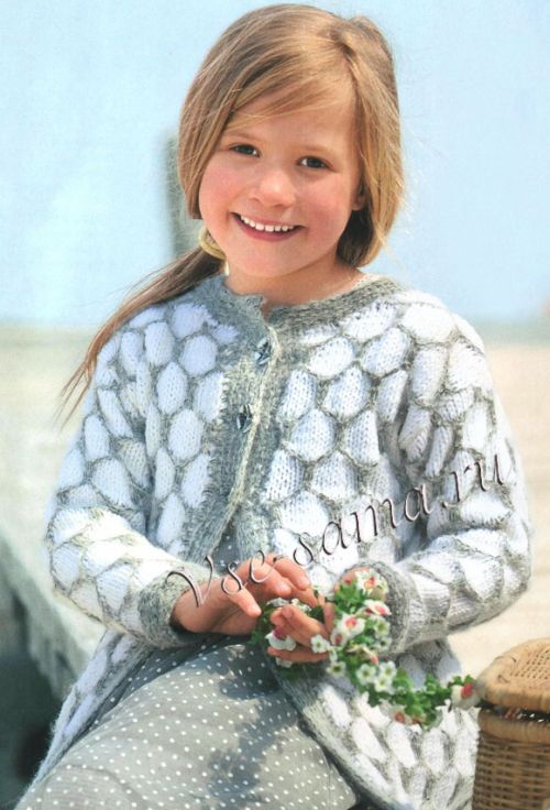 Бело-серый жакет с узором «соты» Бело-серый жакет с узором «соты»