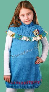 Бирюзовая туника с отделкой из ткани Бирюзовая туника с отделкой из ткани