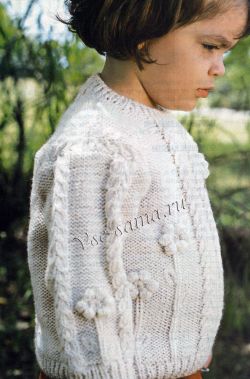 Джемпер спицами - в фокусе цветы Джемпер спицами - в фокусе цветы