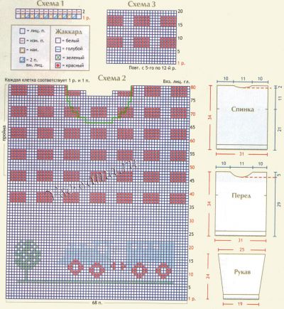 Джемпер спицами с жаккардовым узором, схема Джемпер спицами с жаккардовым узором, схема