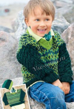 Джемпер спицами с жаккардовым узором и шапка Джемпер спицами с жаккардовым узором и шапка