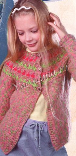 Жакет с круглой кокеткой с жаккардом Жакет с круглой кокеткой с жаккардом