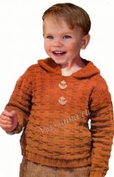 Кофточка с капюшоном из однотонной пряжи Кофточка с капюшоном из однотонной пряжи