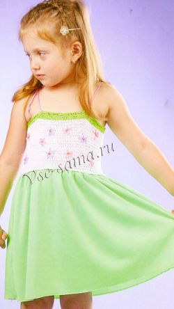 Комбинированное платье спицами на бретелях Комбинированное платье спицами на бретелях