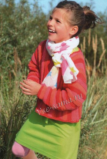 Короткий розовый пуловер, связанныйф поперек, фото Короткий розовый пуловер, связанныйф поперек, фото