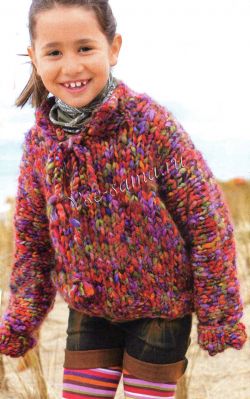 Красный меланжевый пуловер спицами Красный меланжевый пуловер спицами