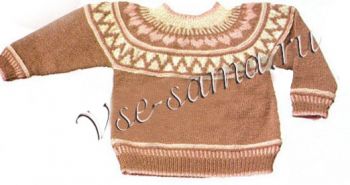 Норвежский пуловер спицами с сердечками Норвежский пуловер спицами с сердечками