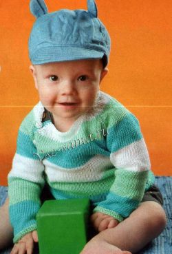 Полосатый пуловер спицами Полосатый пуловер спицами