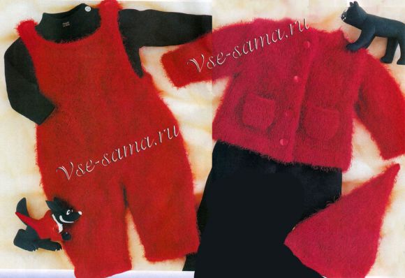 Полукомбинезон, жакет и шапочка спицами Полукомбинезон, жакет и шапочка спицами