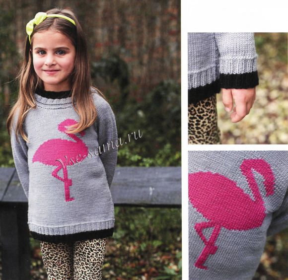 Пуловер "фламинго" для девочки, фото 2 Пуловер "фламинго" для девочки, фото 2