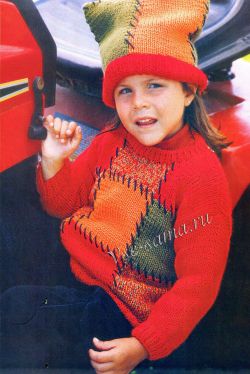 Пуловер и шапочка под скомороха Пуловер и шапочка под скомороха