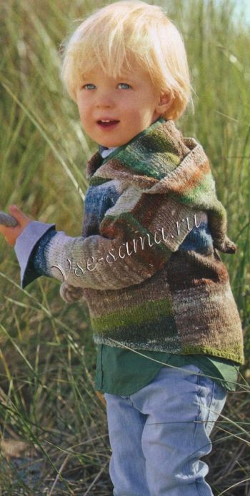 Пуловер с капюшоном в сине-зелено-коричневых тонах, фото Пуловер с капюшоном в сине-зелено-коричневых тонах, фото