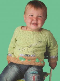 Пуловер спицами с паровозиком Пуловер спицами с паровозиком