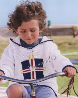 Пуловер спицами с цветным узором Пуловер спицами с цветным узором