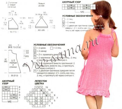 схемы Сарафан с цветком и розовое болеро, схемы