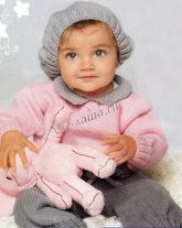 Серо-розовый костюм спицами Серо-розовый костюм спицами