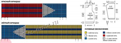Синий пуловер с карандашами, схема Синий пуловер с карандашами, схема