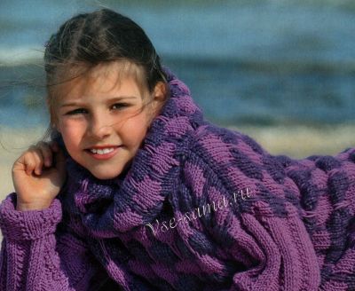 Сиреневый пуловер и шарф-петля, фото Сиреневый пуловер и шарф-петля, фото