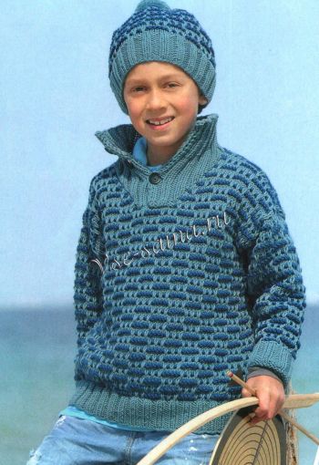 Тройер с вытянутыми петлями и шапочка, фото Тройер с вытянутыми петлями и шапочка, фото