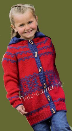 Удлиненный жакет спицами с капюшоном Удлиненный жакет спицами с капюшоном