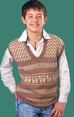 Жилет с жаккардовым узором спицами Жилет с жаккардовым узором спицами