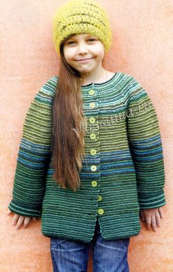 Зеленый жакет спицами и шапочка Зеленый жакет спицами и шапочка